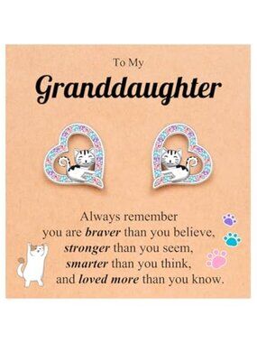 Hypoallergenic Cat Earrings for Granddaughter